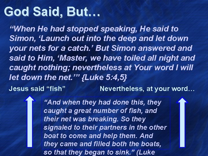 God Said, But… “When He had stopped speaking, He said to Simon, ‘Launch out