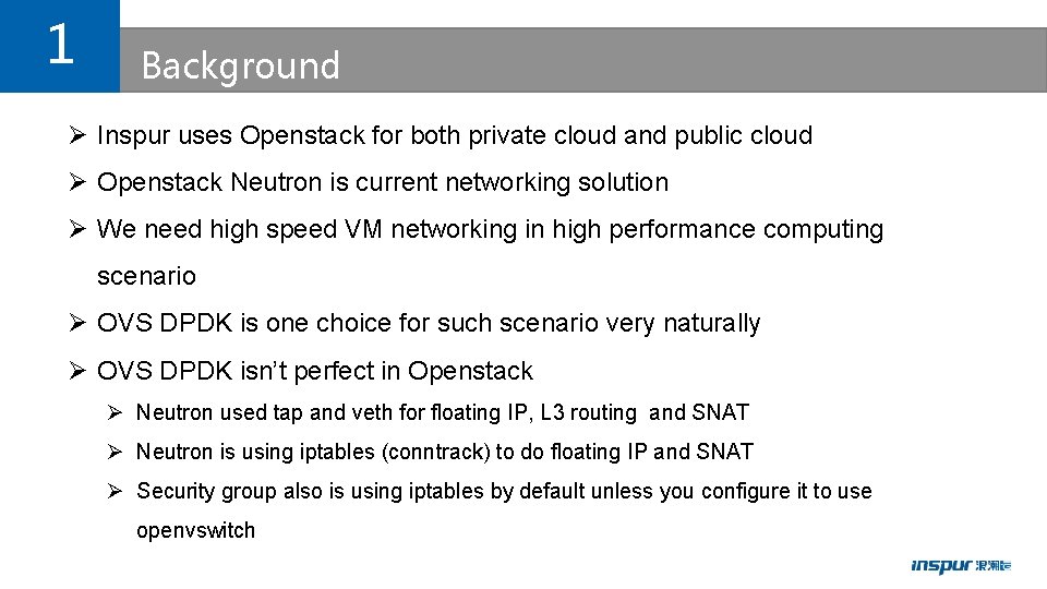 1 Background Ø Inspur uses Openstack for both private cloud and public cloud Ø