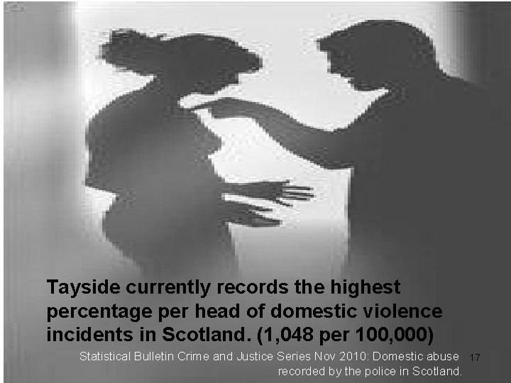 Tayside currently records the highest percentage per head of domestic violence incidents in Scotland.