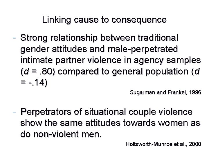 Linking cause to consequence - Strong relationship between traditional gender attitudes and male-perpetrated intimate