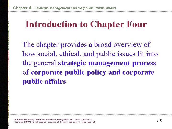 Chapter 4 Strategic Management and Corporate Public Affairs