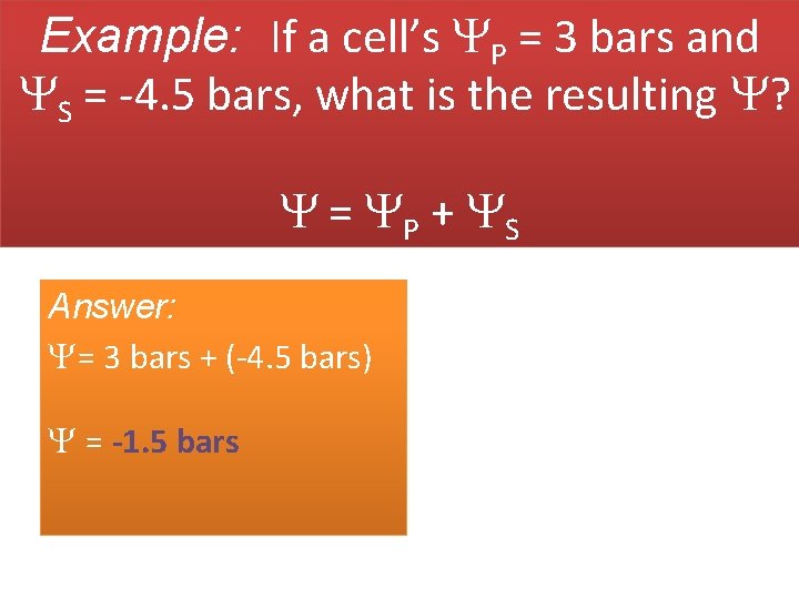 Example: If a cell’s P = 3 bars and S = -4. 5 bars,