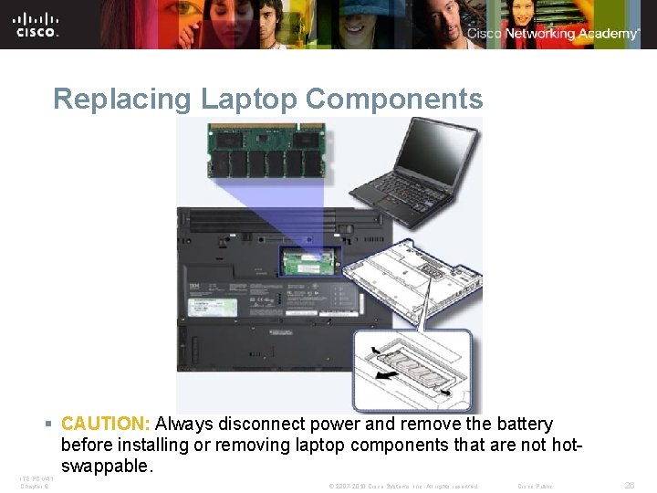 Replacing Laptop Components § CAUTION: Always disconnect power and remove the battery before installing