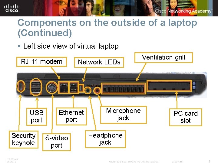 Components on the outside of a laptop (Continued) § Left side view of virtual