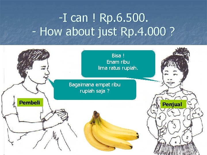 -I can ! Rp. 6. 500. - How about just Rp. 4. 000 ?