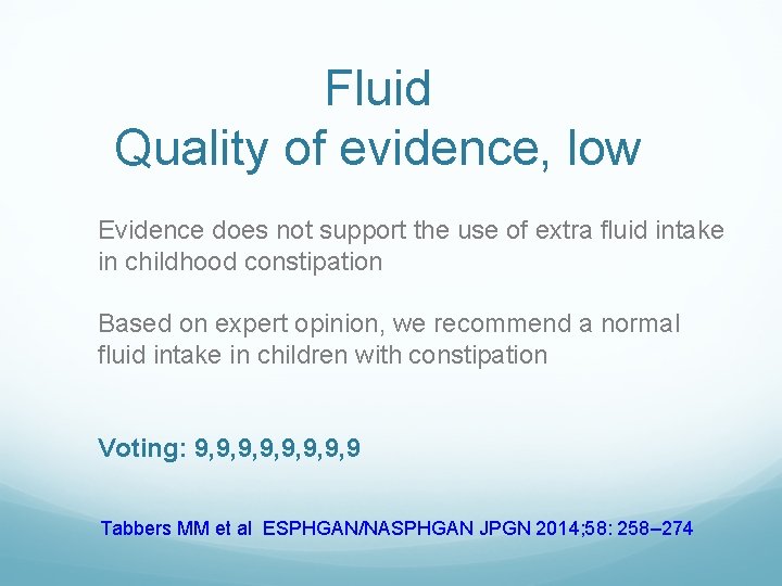 Fluid Quality of evidence, low Evidence does not support the use of extra fluid