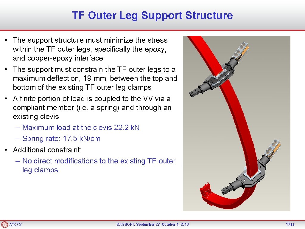 TF Outer Leg Support Structure • The support structure must minimize the stress within