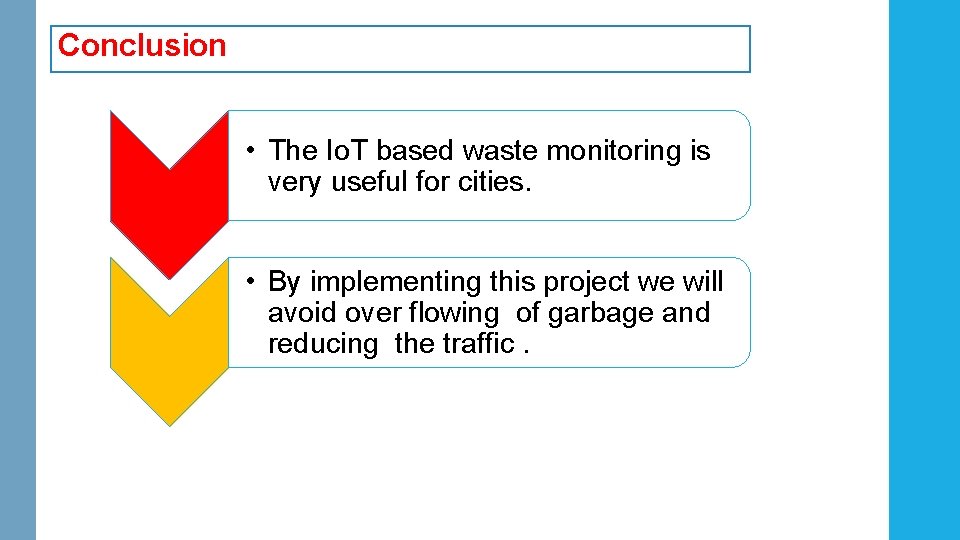 Conclusion • The Io. T based waste monitoring is very useful for cities. • Conclusion • The Io. T based waste monitoring is very useful for cities. •