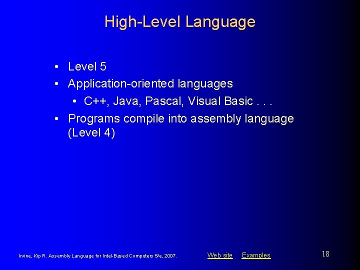 High-Level Language • Level 5 • Application-oriented languages • C++, Java, Pascal, Visual Basic.