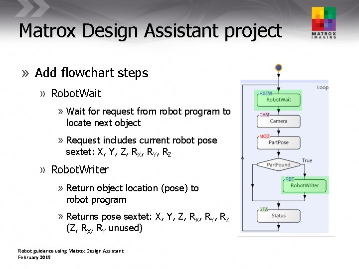 Matrox Design Assistant project » Add flowchart steps » Robot. Wait » Wait for