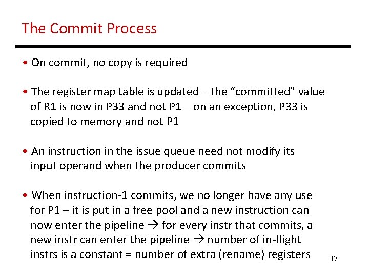 The Commit Process • On commit, no copy is required • The register map