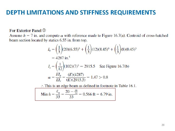 DEPTH LIMITATIONS AND STIFFNESS REQUIREMENTS 28 