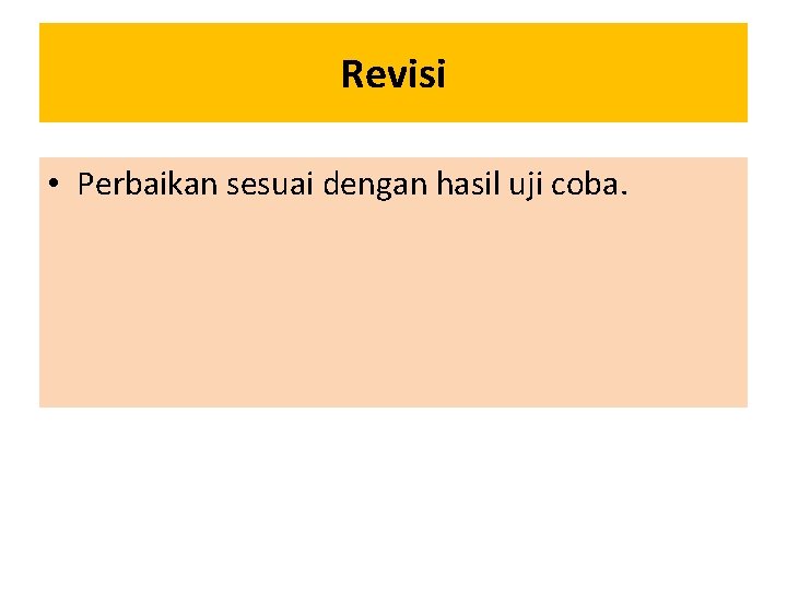 Revisi • Perbaikan sesuai dengan hasil uji coba. 