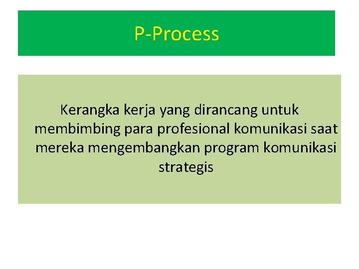 P-Process Kerangka kerja yang dirancang untuk membimbing para profesional komunikasi saat mereka mengembangkan program