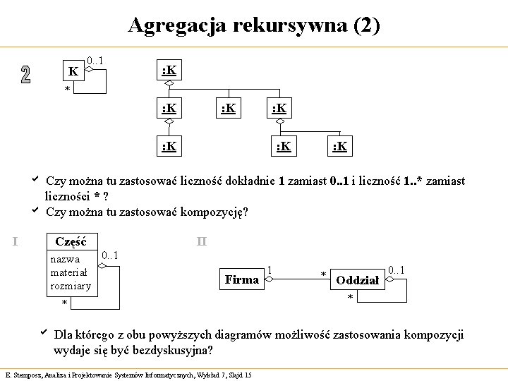 Agregacja rekursywna (2) K 0. . 1 : K * : K : K