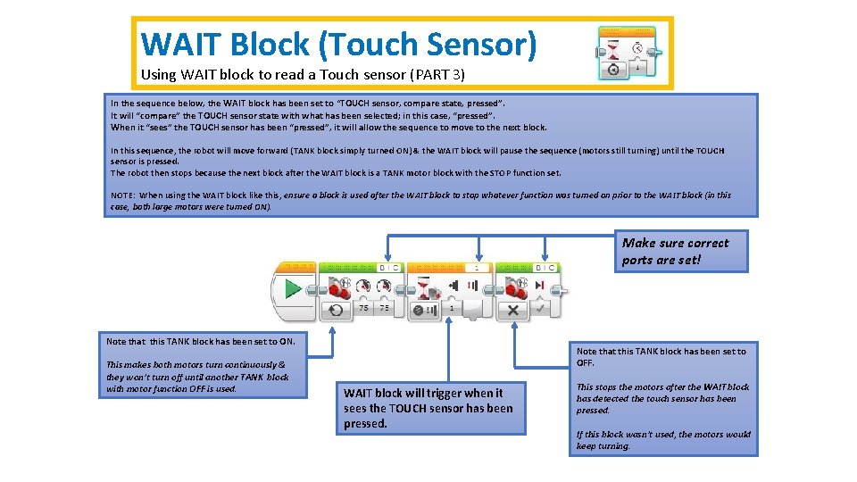 WAIT Block (Touch Sensor) Using WAIT block to read a Touch sensor (PART 3)