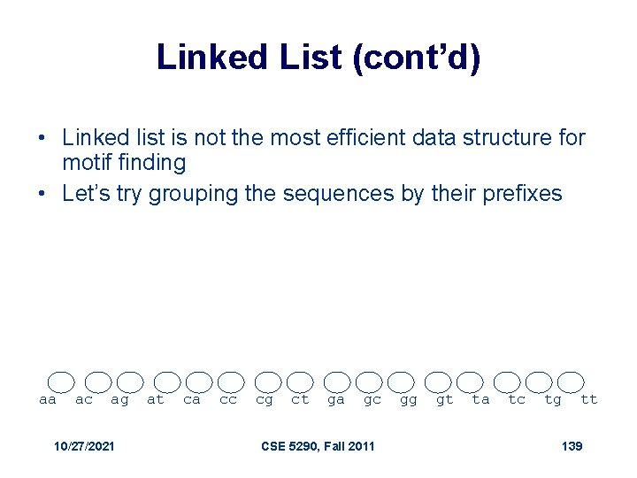 Linked List (cont’d) • Linked list is not the most efficient data structure for