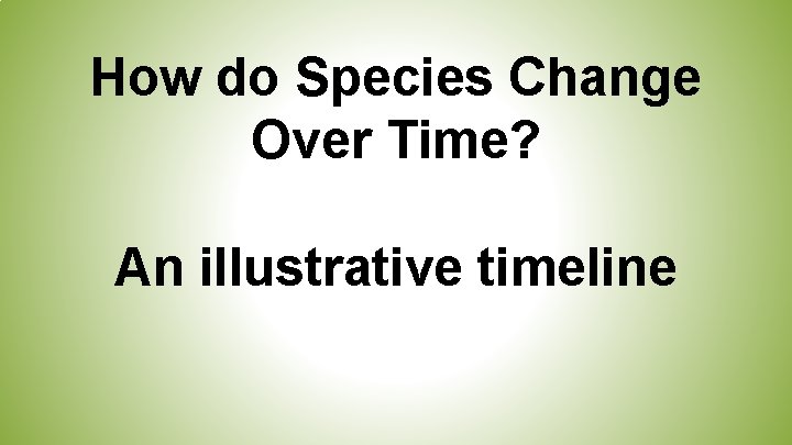 How do Species Change Over Time? An illustrative timeline 