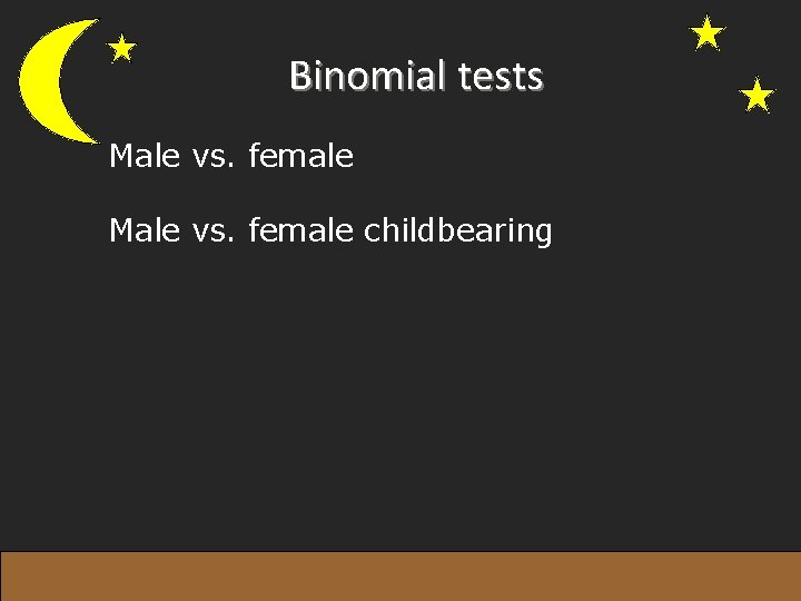 Binomial tests Male vs. female childbearing 