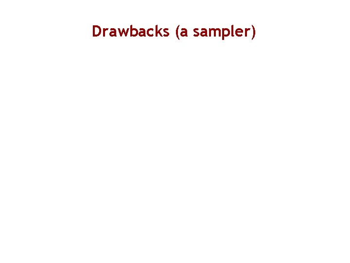 Drawbacks (a sampler) 
