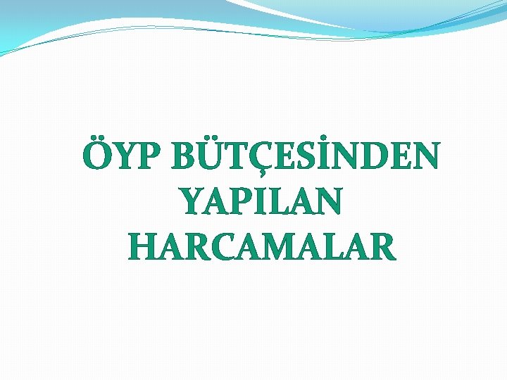 ÖYP BÜTÇESİNDEN YAPILAN HARCAMALAR 