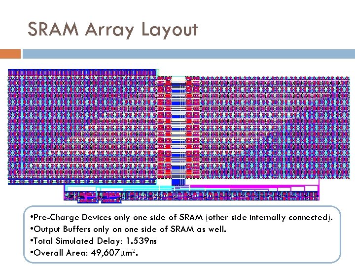 SRAM Array Layout • Pre-Charge Devices only one side of SRAM (other side internally
