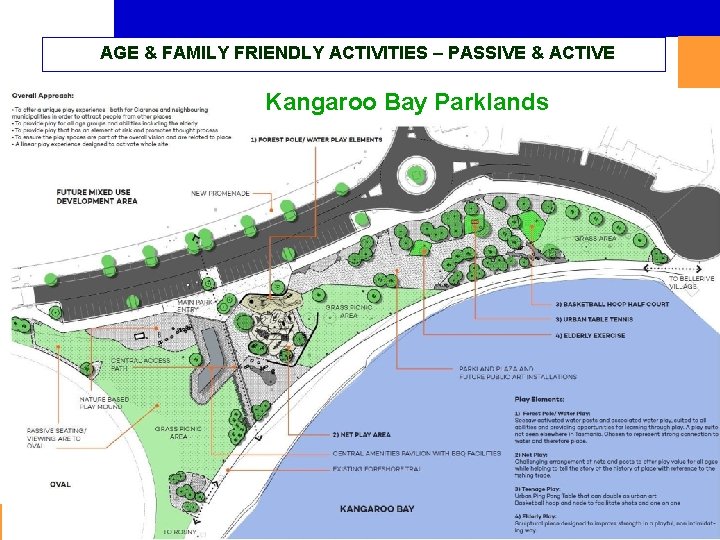 AGE & FAMILY FRIENDLY ACTIVITIES – PASSIVE & ACTIVE Kangaroo Bay Parklands 