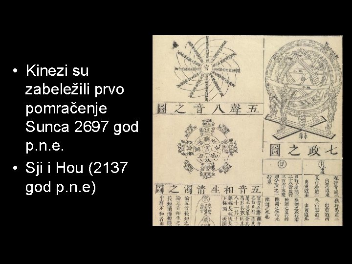 • Kinezi su zabeležili prvo pomračenje Sunca 2697 god p. n. e. •
