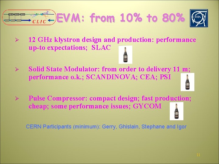 EVM: from 10% to 80% Ø 12 GHz klystron design and production: performance up-to
