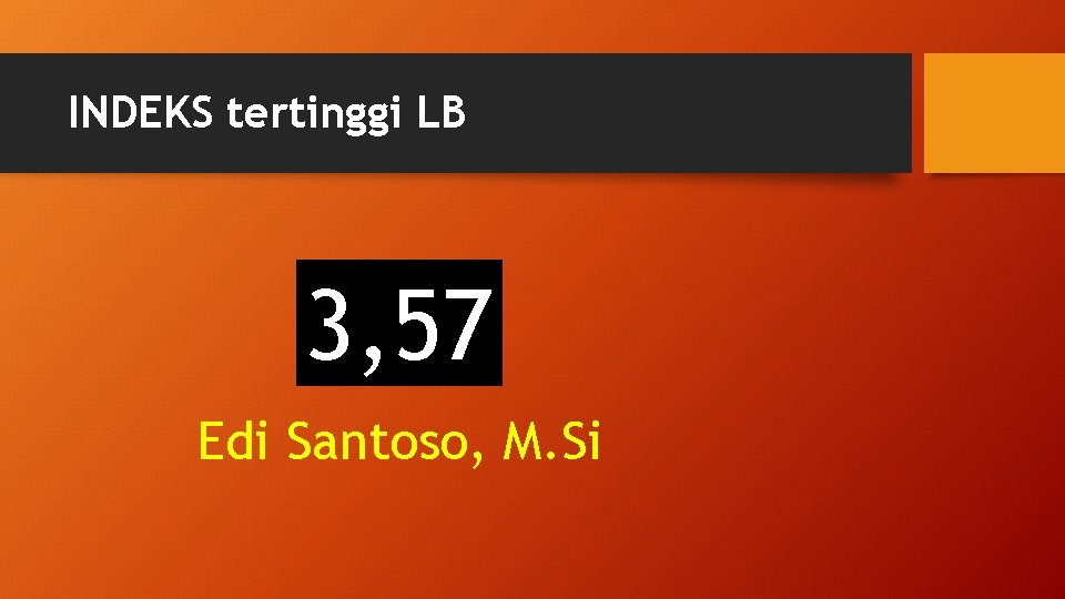 INDEKS tertinggi LB 3, 57 Edi Santoso, M. Si 