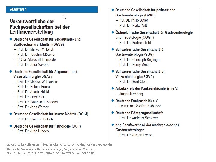 Mayerle, Julia; Hoffmeister, Albrecht; Witt, Heiko; Lerch, Markus M. ; Mössner, Joachim Chronische Pankreatitis: