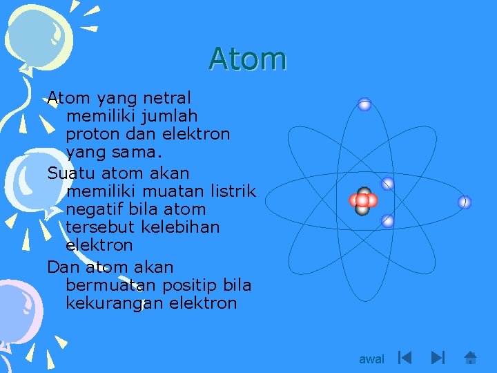 Atom yang netral memiliki jumlah proton dan elektron yang sama. Suatu atom akan memiliki