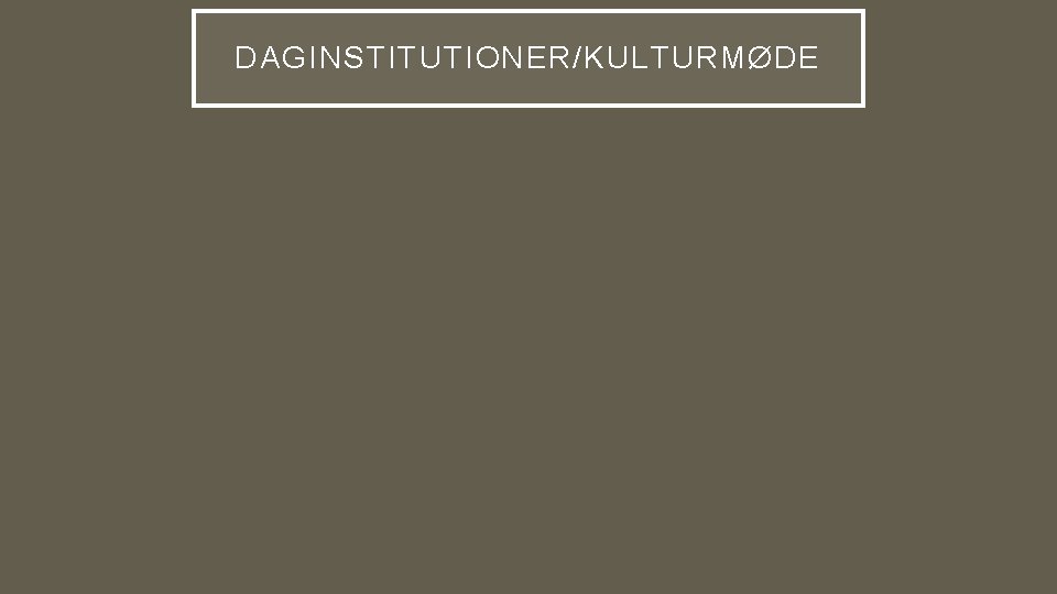 DAGINSTITUTIONER/KULTURMØDE 