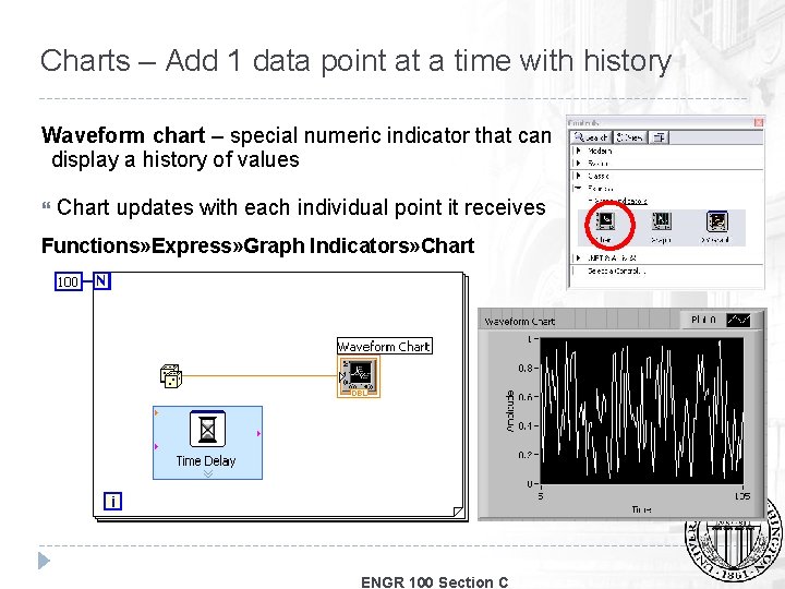 Charts – Add 1 data point at a time with history Waveform chart –