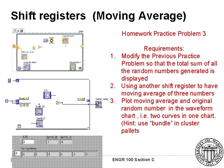 Shift registers (Moving Average) Homework Practice Problem 3 Requirements: 1. Modify the Previous Practice