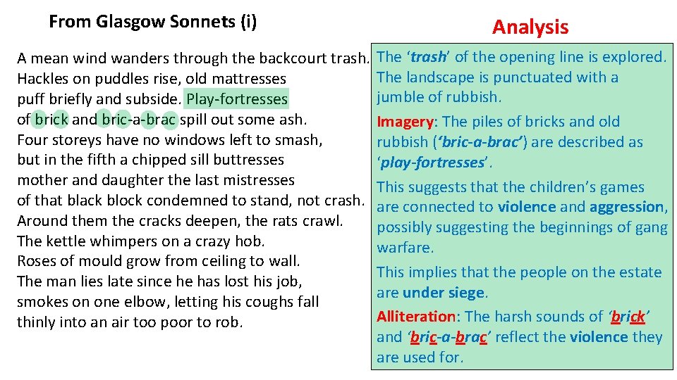 From Glasgow Sonnets (i) A mean wind wanders through the backcourt trash. Hackles on