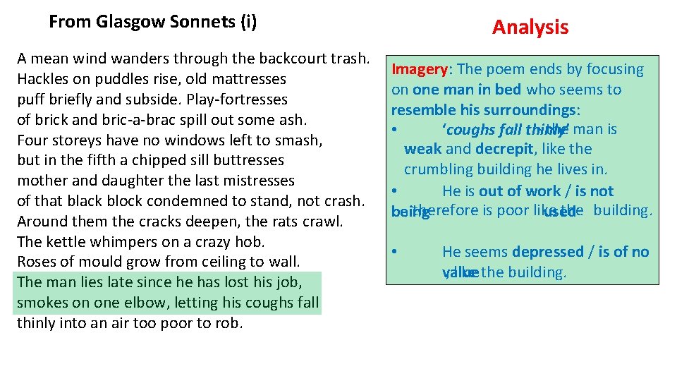 From Glasgow Sonnets (i) A mean wind wanders through the backcourt trash. Hackles on