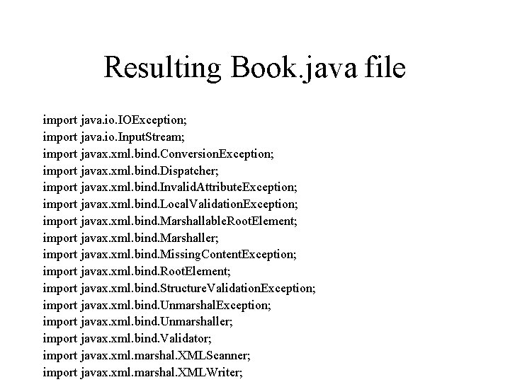 Resulting Book. java file import java. io. IOException; import java. io. Input. Stream; import