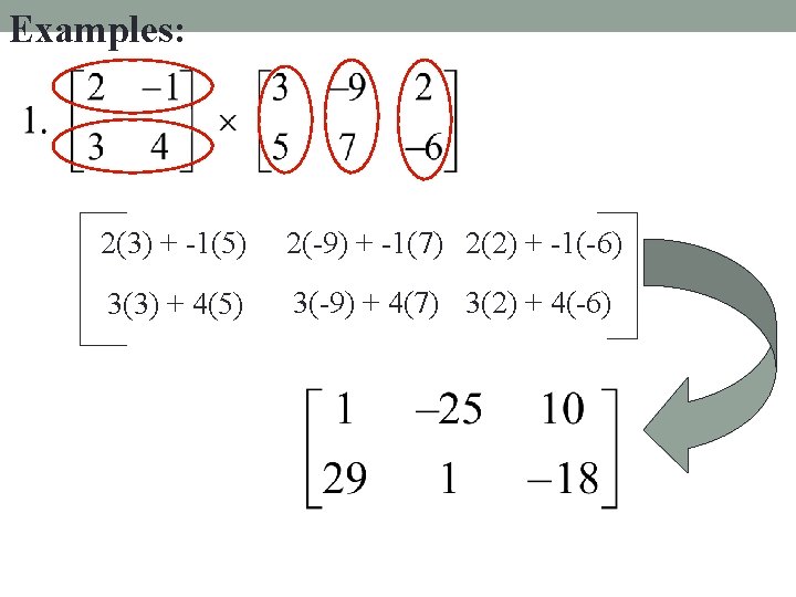 Examples: 2(3) + -1(5) 2(-9) + -1(7) 2(2) + -1(-6) 3(3) + 4(5) 3(-9)