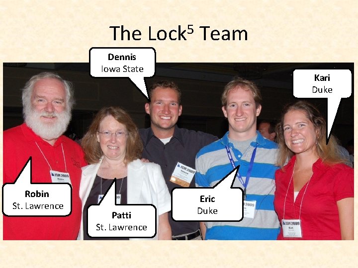 The Lock 5 Team Dennis Iowa State Robin St. Lawrence Patti St. Lawrence Kari