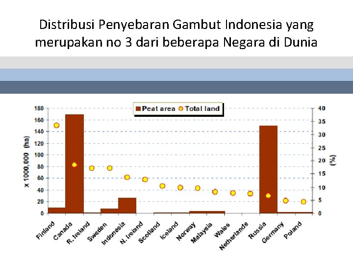 Distribusi Penyebaran Gambut Indonesia yang merupakan no 3 dari beberapa Negara di Dunia 