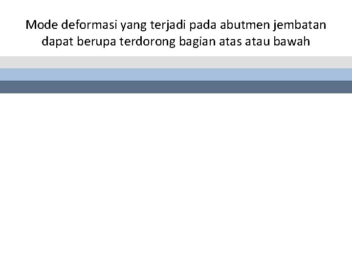 Mode deformasi yang terjadi pada abutmen jembatan dapat berupa terdorong bagian atas atau bawah