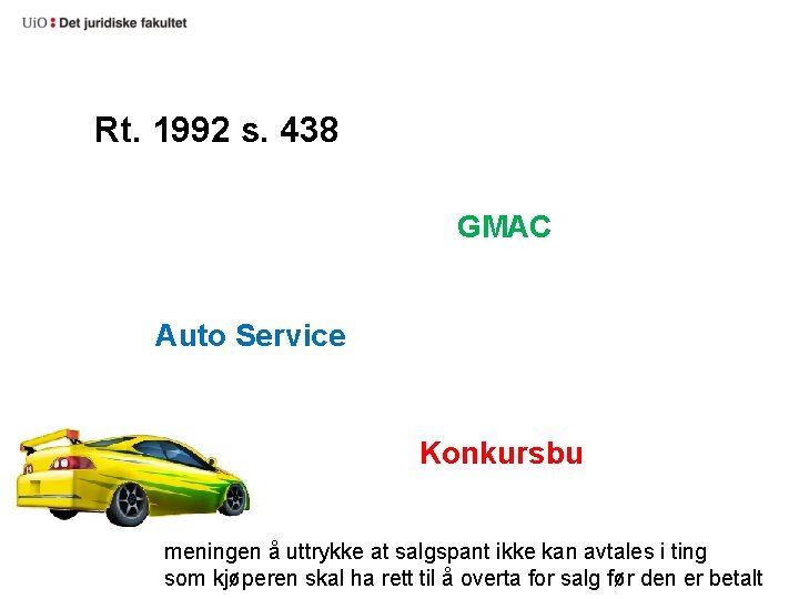 Rt. 1992 s. 438 GMAC Auto Service Konkursbu meningen å uttrykke at salgspant ikke