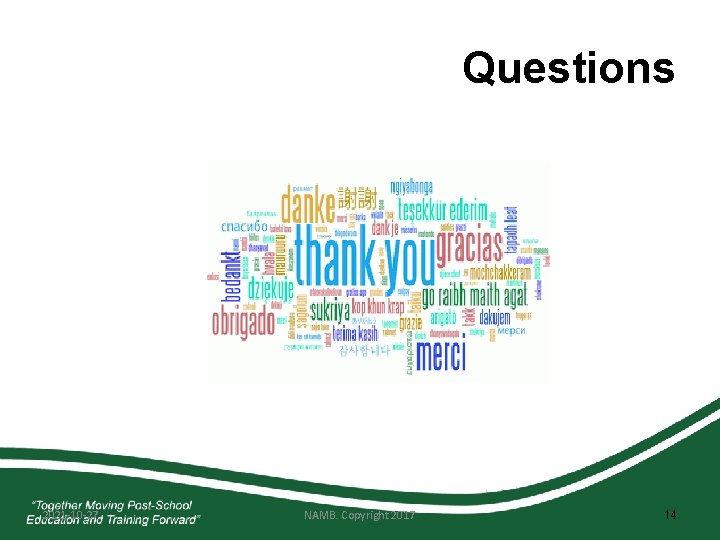 Questions 2021 -10 -27 NAMB. Copyright 2017 14 