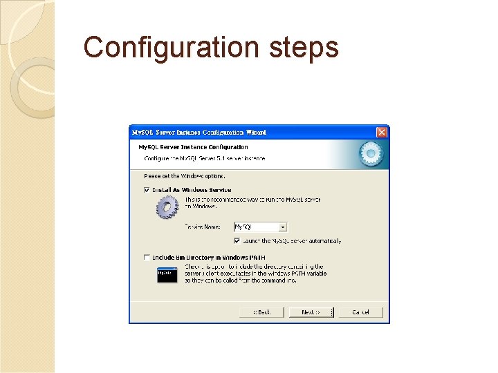 Configuration steps 