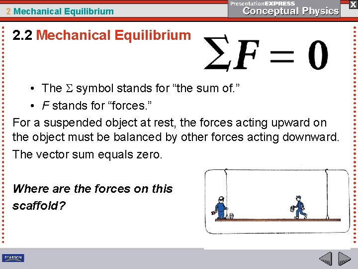 2 Mechanical Equilibrium 2. 2 Mechanical Equilibrium • The symbol stands for “the sum