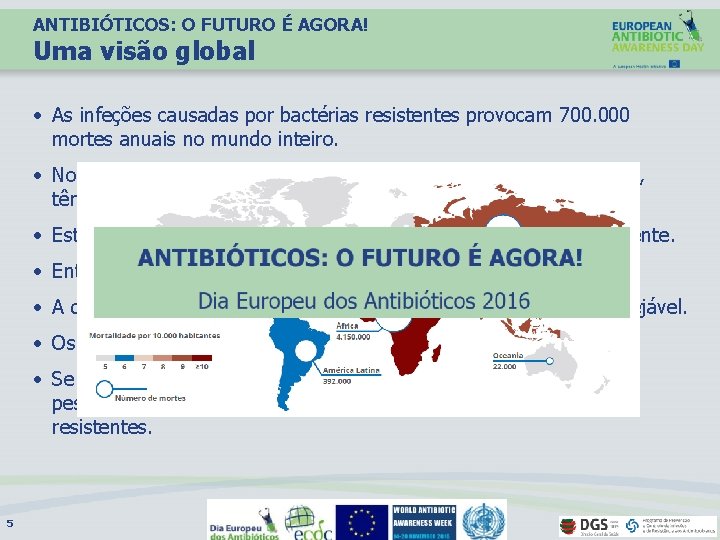 ANTIBIÓTICOS: O FUTURO É AGORA! Uma visão global • As infeções causadas por bactérias