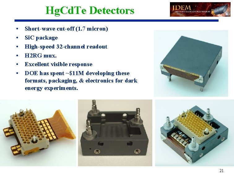 Hg. Cd. Te Detectors • • • Short-wave cut-off (1. 7 micron) Si. C