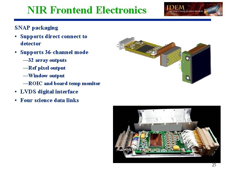 NIR Frontend Electronics SNAP packaging • Supports direct connect to detector • Supports 36