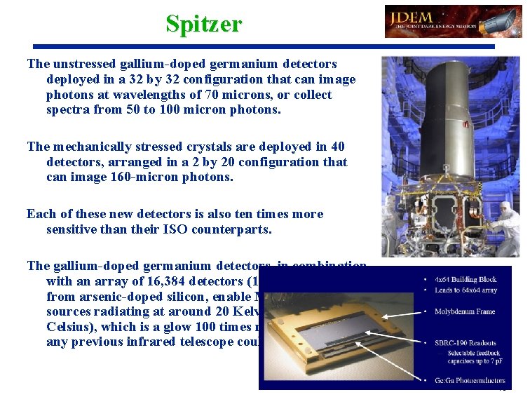 Spitzer The unstressed gallium-doped germanium detectors deployed in a 32 by 32 configuration that